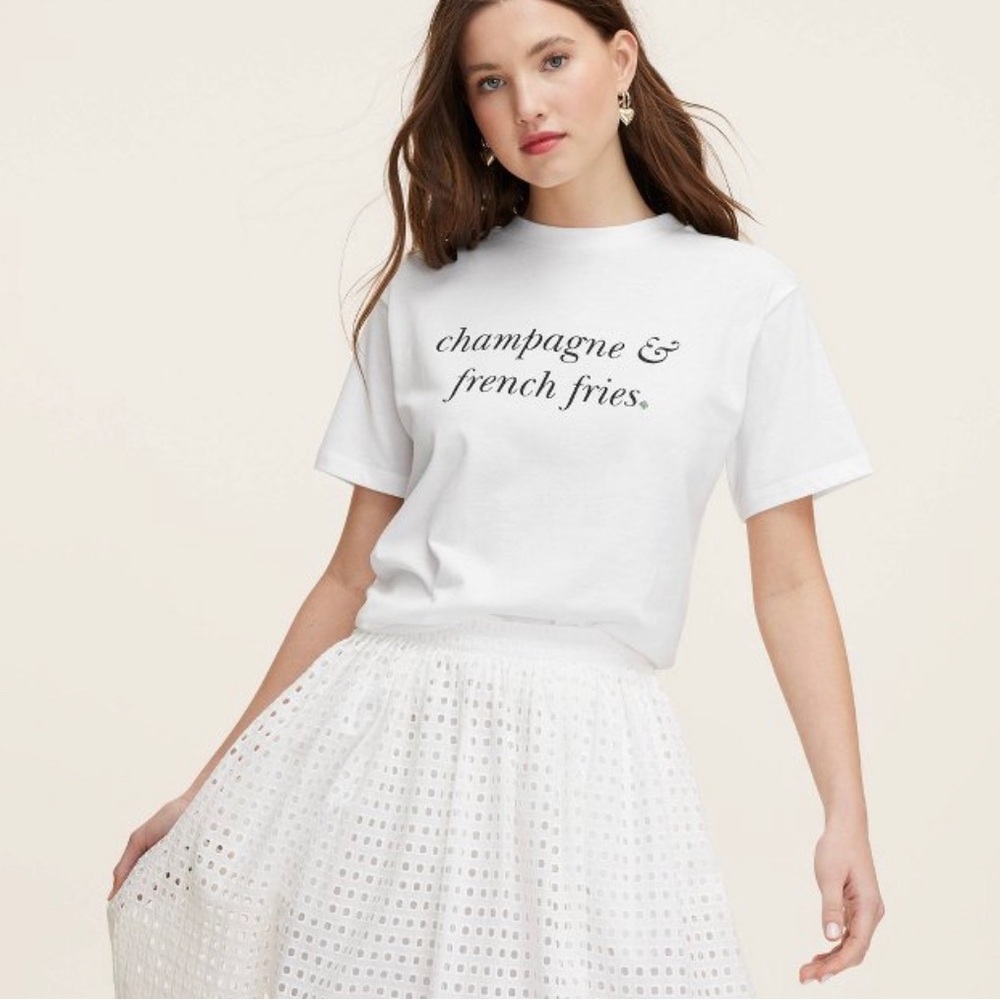 NWT kate spade x Target White Tee Champagne and French Fries - XS